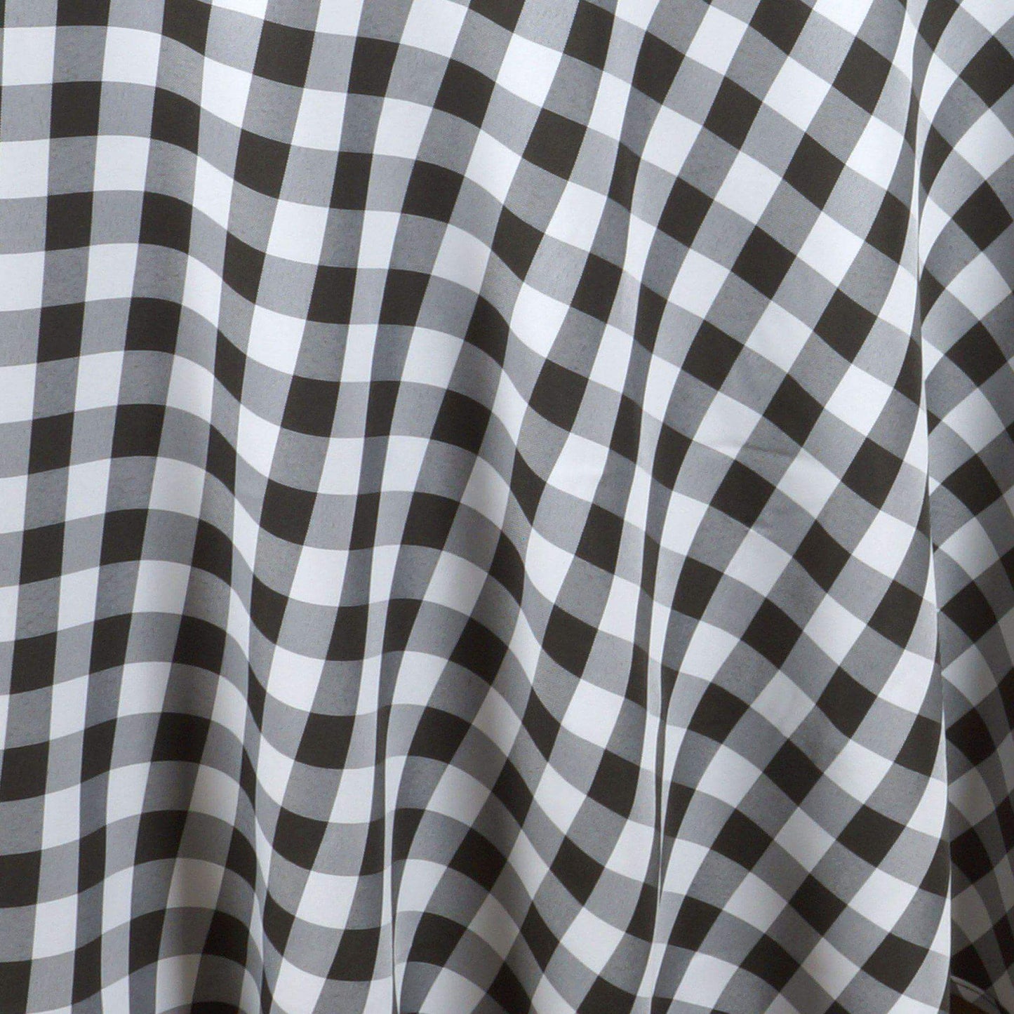 Polyester 120" Round Tablecloth White/Black Seamless - Checkered Buffalo Plaid Design for Stylish Celebrations - Linen Luxes