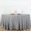 Polyester 120" Round Tablecloth White/Black Seamless - Checkered Buffalo Plaid Design for Stylish Celebrations - Linen Luxes