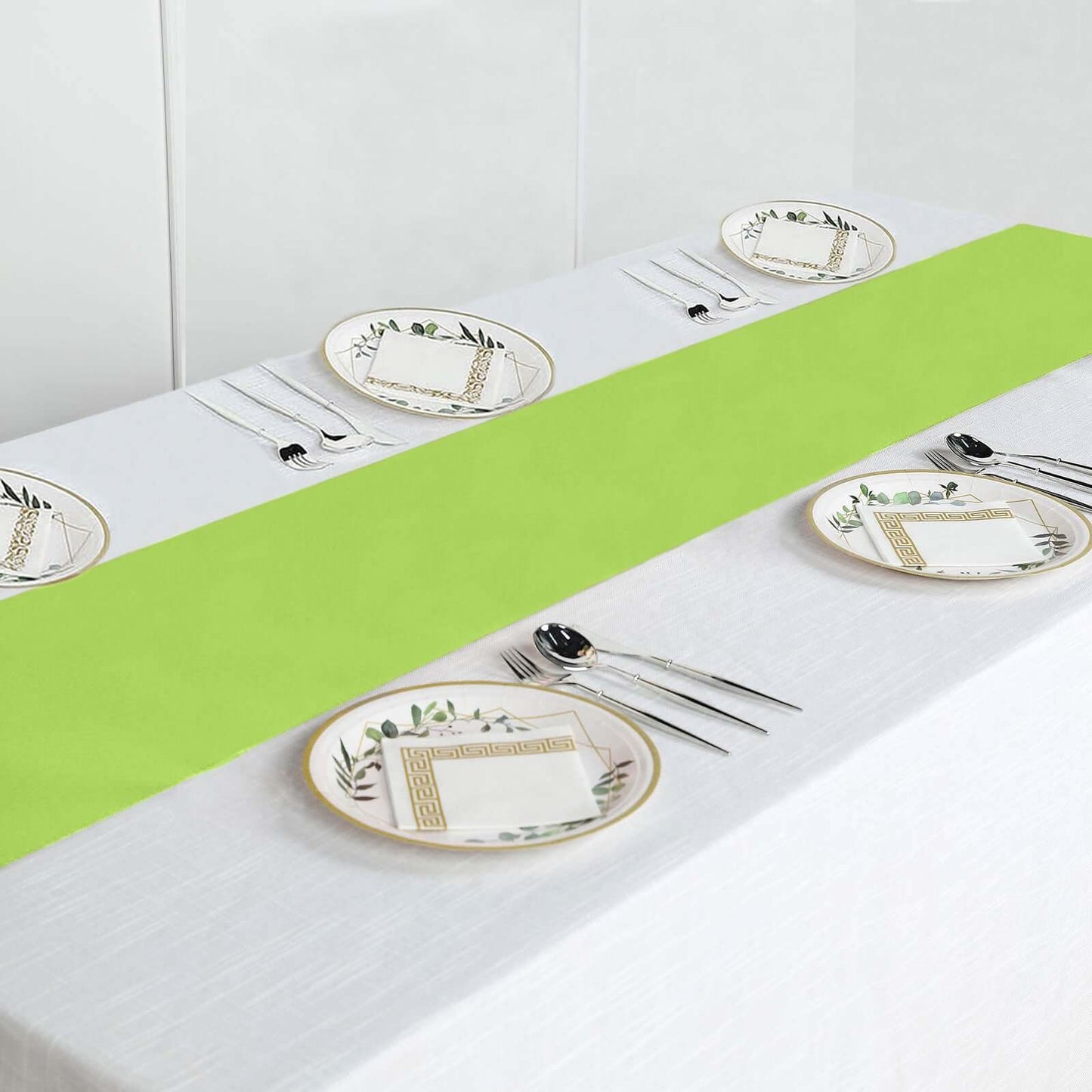 Polyester 12"x108" Table Runner Apple Green - Durable & Wrinkle - Resistant Table Decor - Linen Luxes