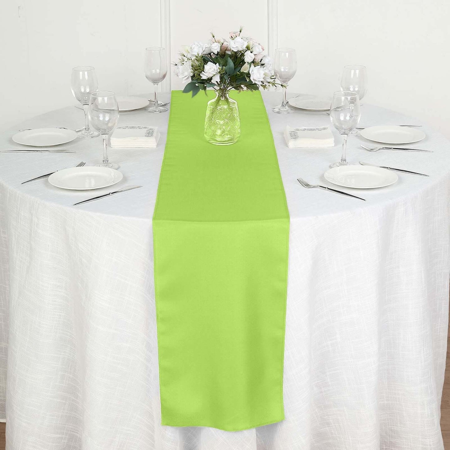 Polyester 12"x108" Table Runner Apple Green - Durable & Wrinkle - Resistant Table Decor - Linen Luxes