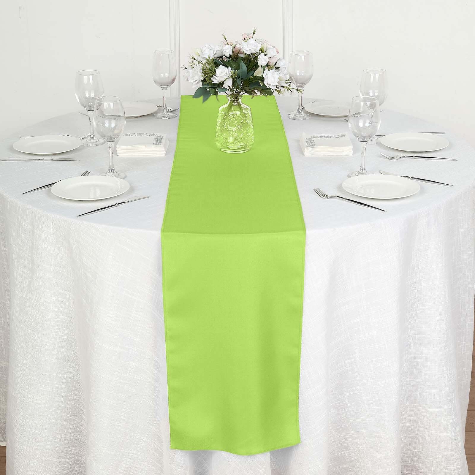 Polyester 12"x108" Table Runner Apple Green - Durable & Wrinkle - Resistant Table Decor - Linen Luxes
