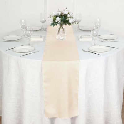 Polyester 12"x108" Table Runner Beige - Durable & Wrinkle - Resistant Table Decor - Linen Luxes