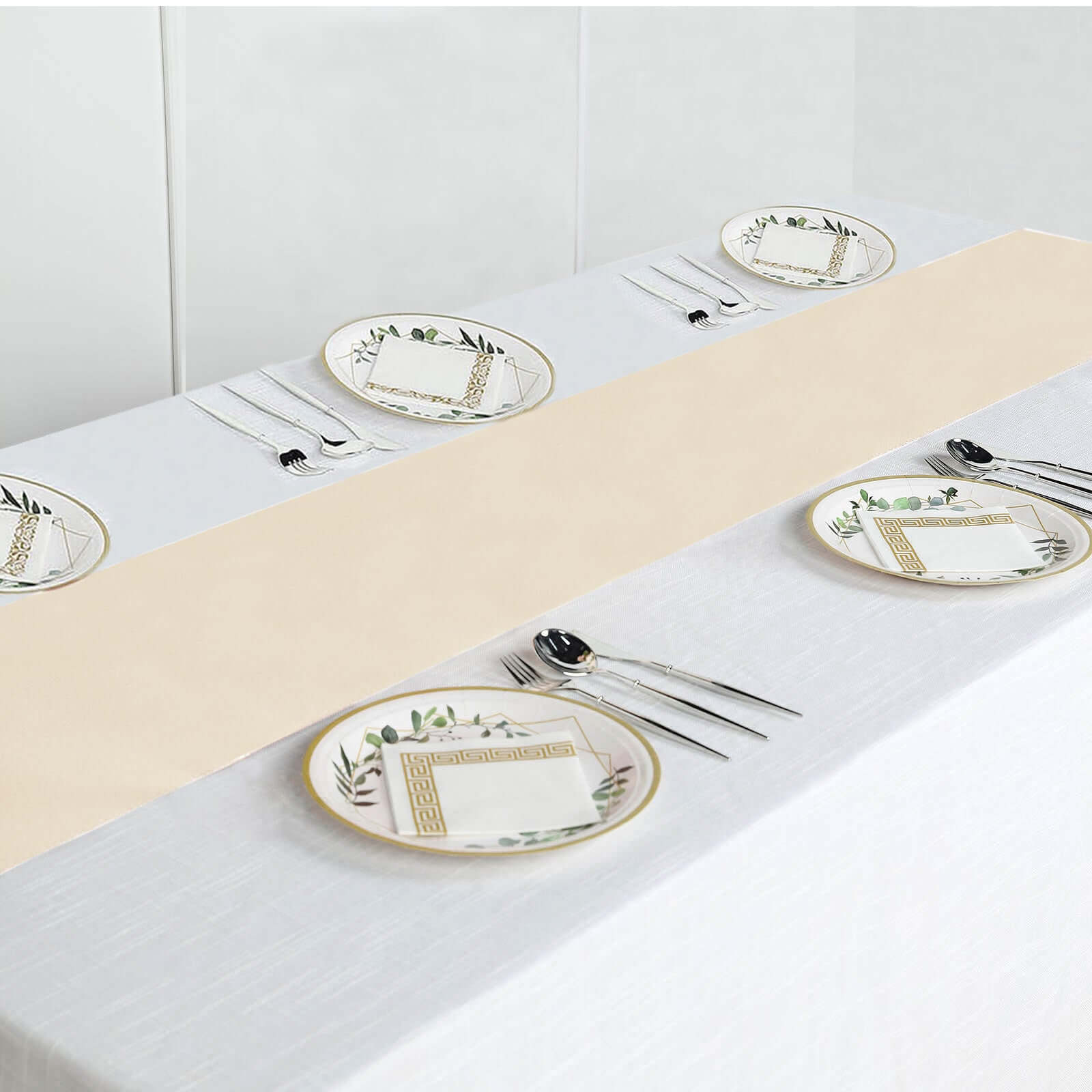 Polyester 12"x108" Table Runner Beige - Durable & Wrinkle - Resistant Table Decor - Linen Luxes