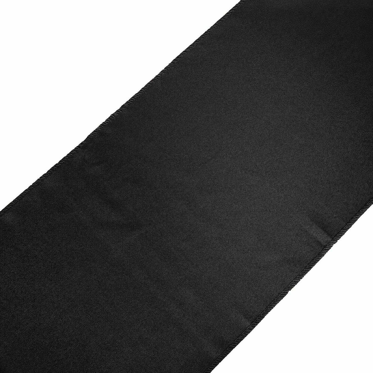 Polyester 12"x108" Table Runner Black - Durable & Wrinkle - Resistant Table Decor - Linen Luxes