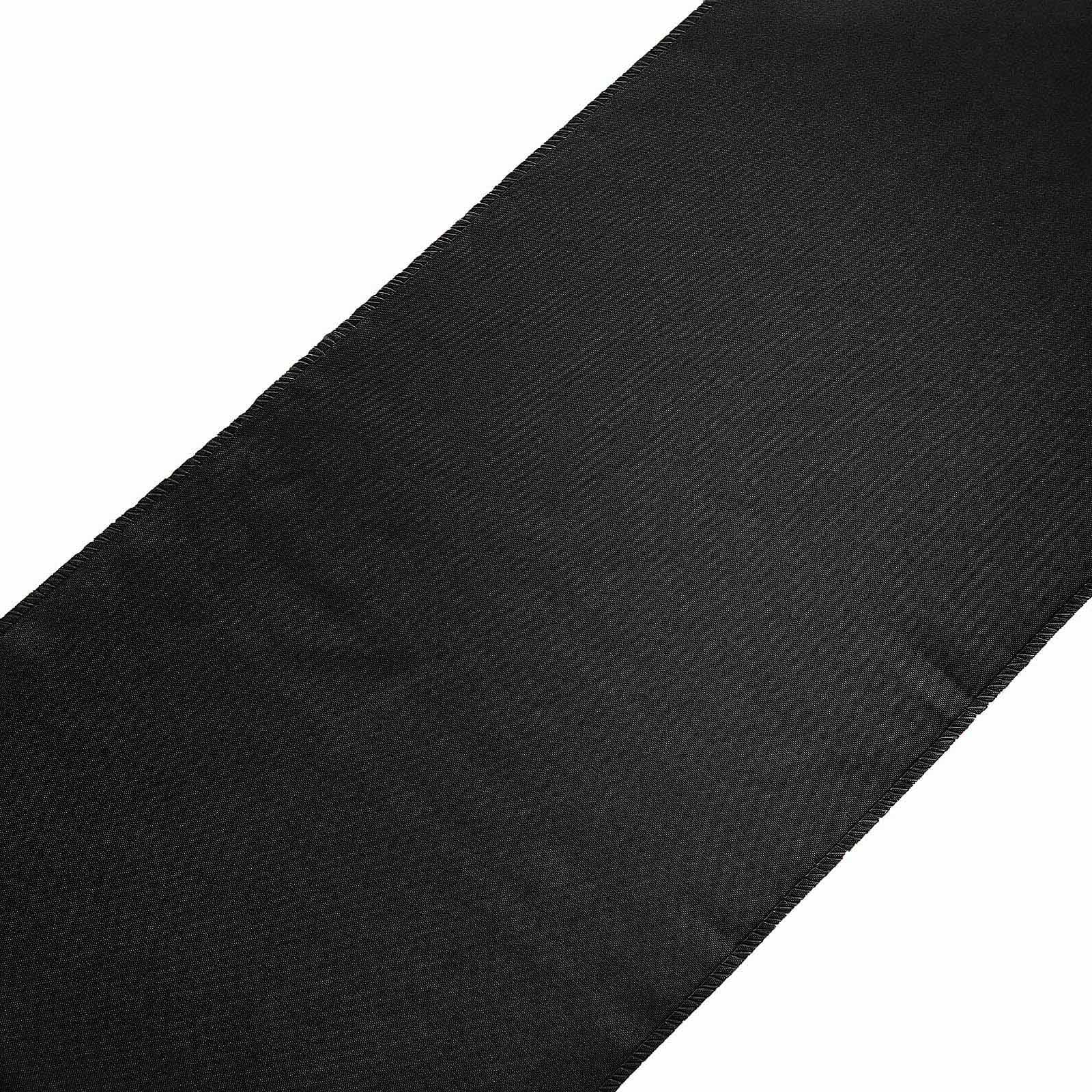 Polyester 12"x108" Table Runner Black - Durable & Wrinkle - Resistant Table Decor - Linen Luxes