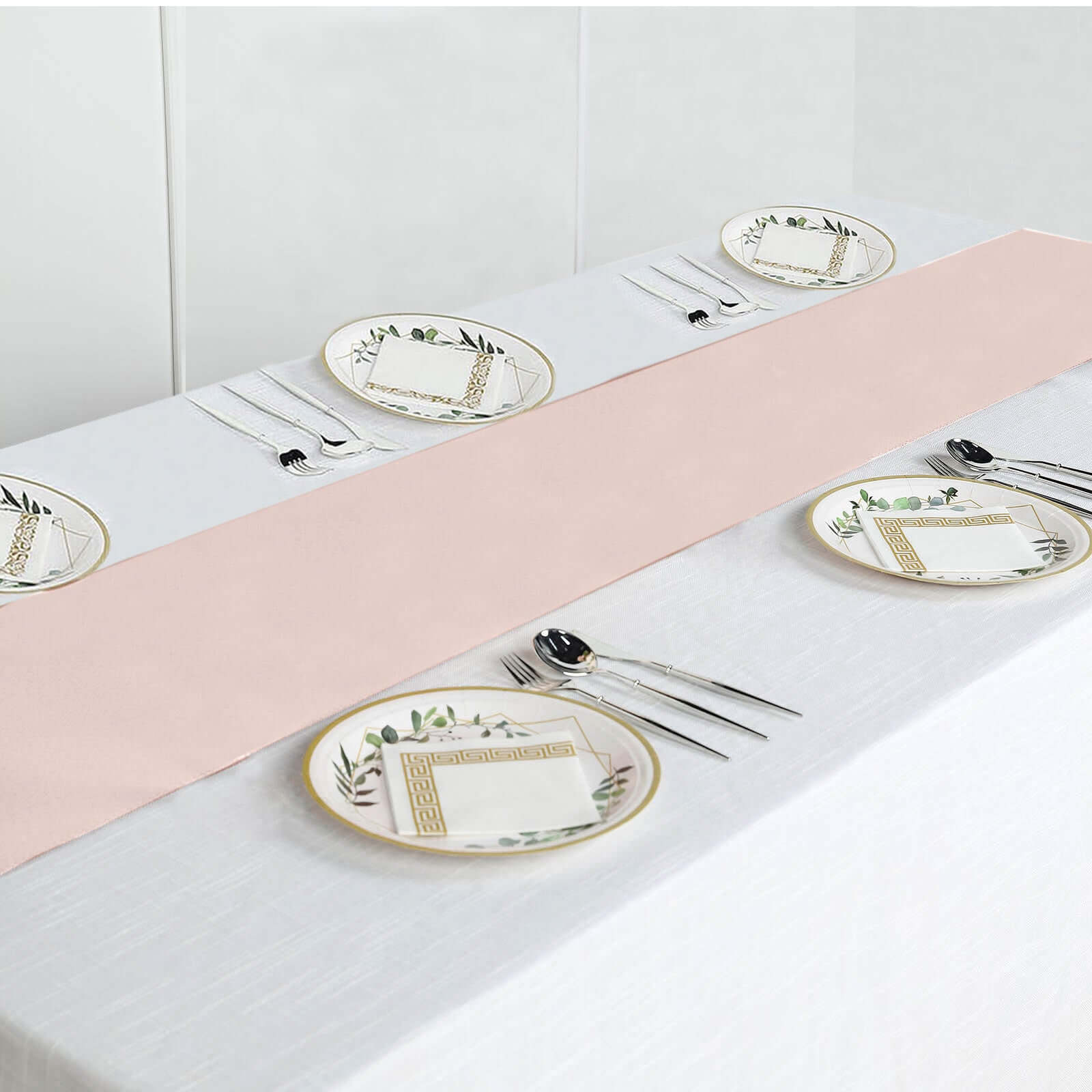 Polyester 12"x108" Table Runner Blush - Durable & Wrinkle - Resistant Table Decor - Linen Luxes