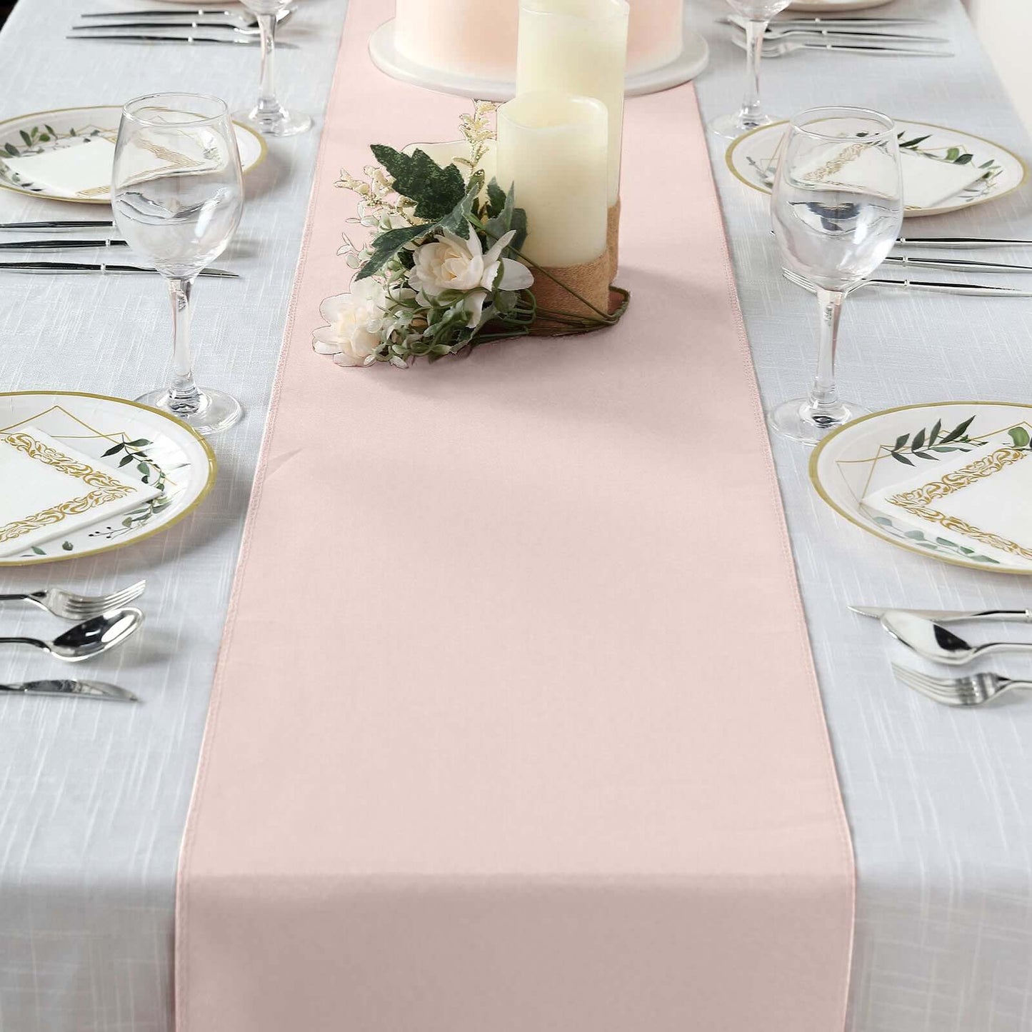 Polyester 12"x108" Table Runner Blush - Durable & Wrinkle - Resistant Table Decor - Linen Luxes