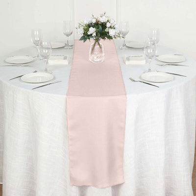 Polyester 12"x108" Table Runner Blush - Durable & Wrinkle - Resistant Table Decor - Linen Luxes