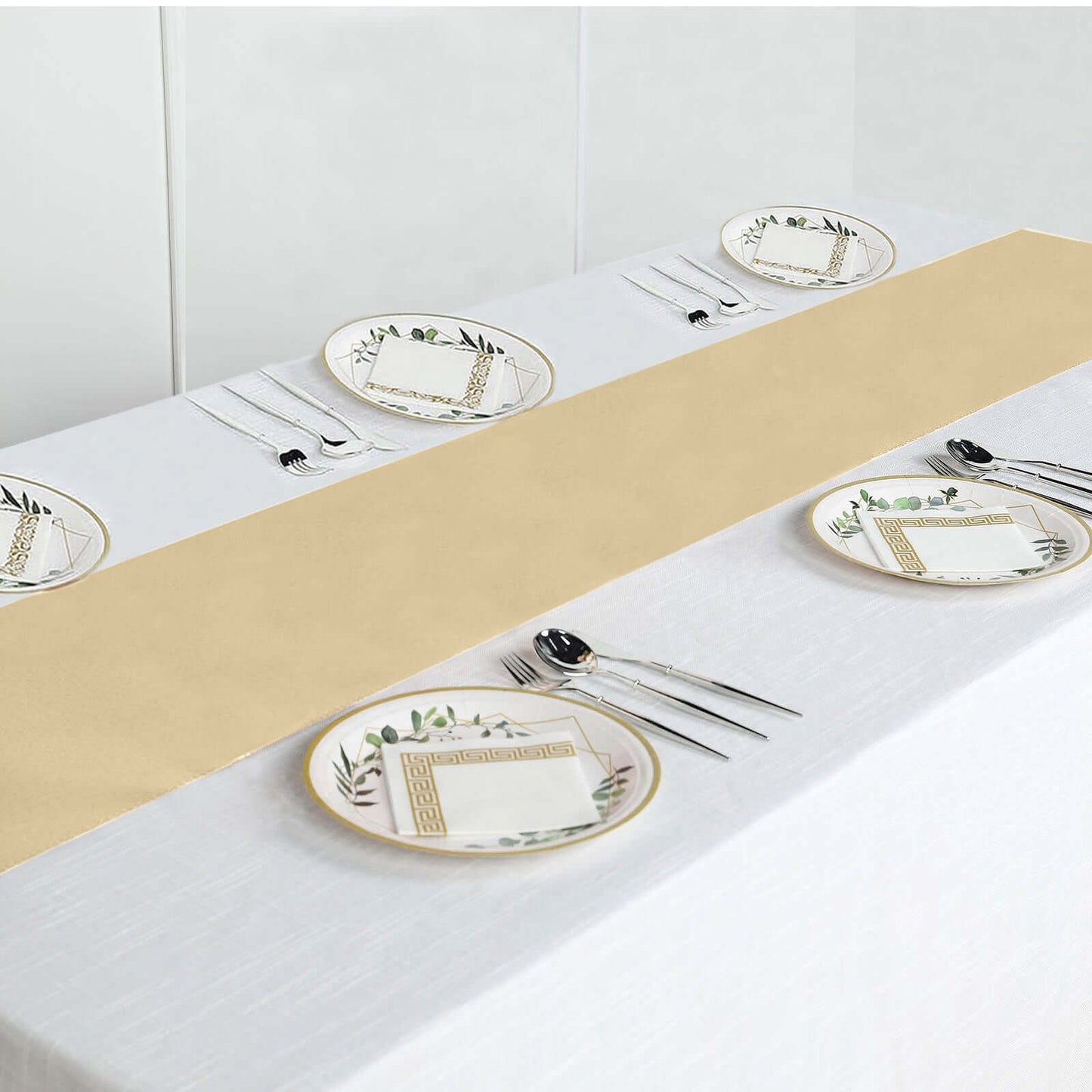 Polyester 12"x108" Table Runner Champagne - Durable & Wrinkle - Resistant Table Decor - Linen Luxes