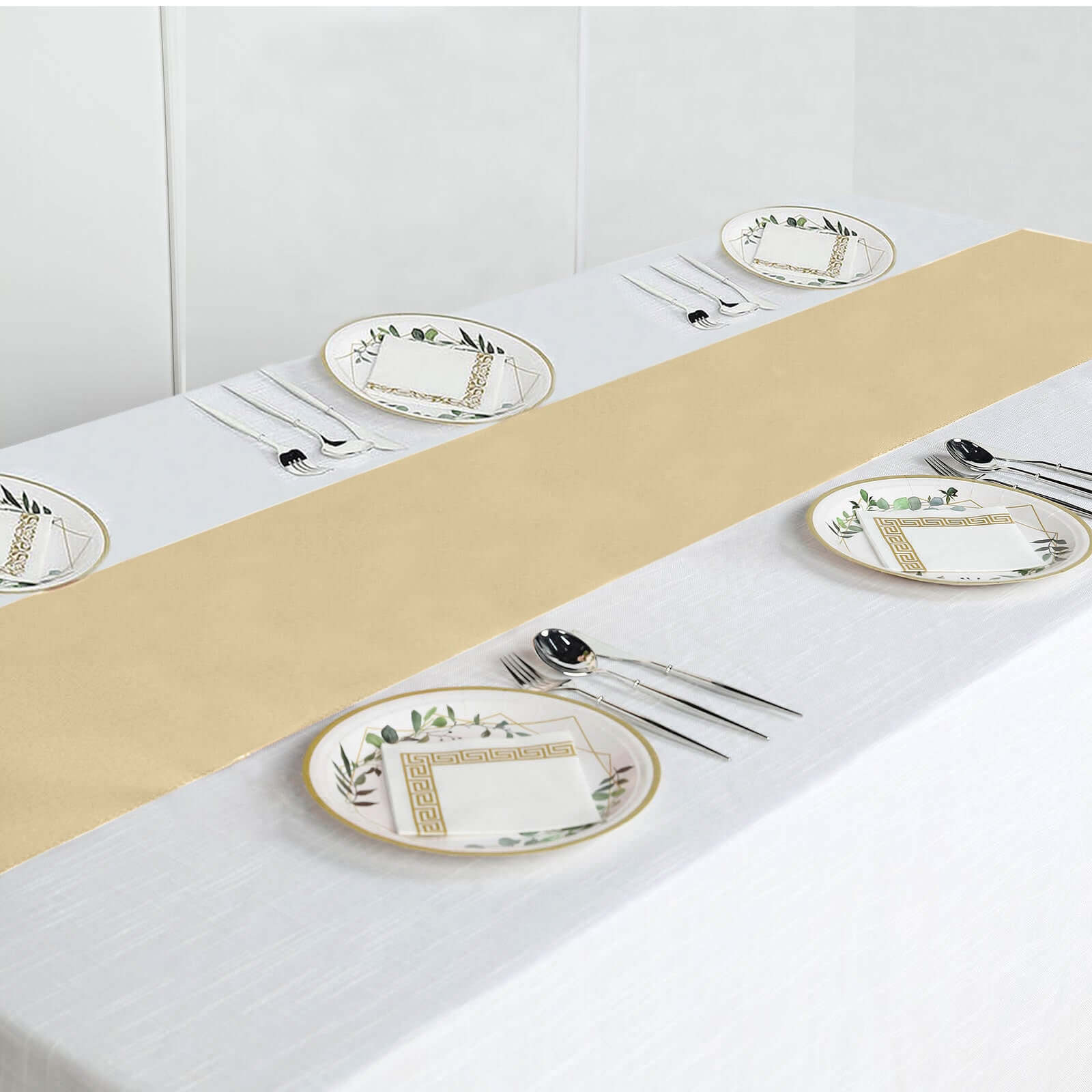 Polyester 12"x108" Table Runner Champagne - Durable & Wrinkle - Resistant Table Decor - Linen Luxes