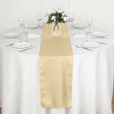 Polyester 12"x108" Table Runner Champagne - Durable & Wrinkle - Resistant Table Decor - Linen Luxes