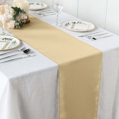 Polyester 12"x108" Table Runner Champagne - Durable & Wrinkle - Resistant Table Decor - Linen Luxes