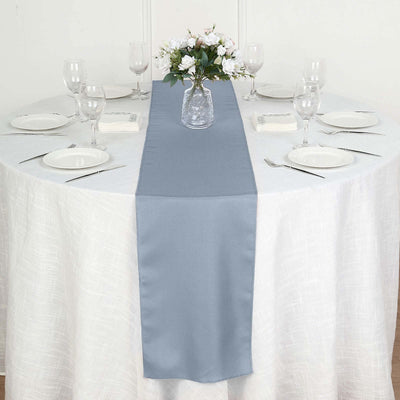 Polyester 12"x108" Table Runner Dusty Blue - Durable & Wrinkle - Resistant Table Decor - Linen Luxes