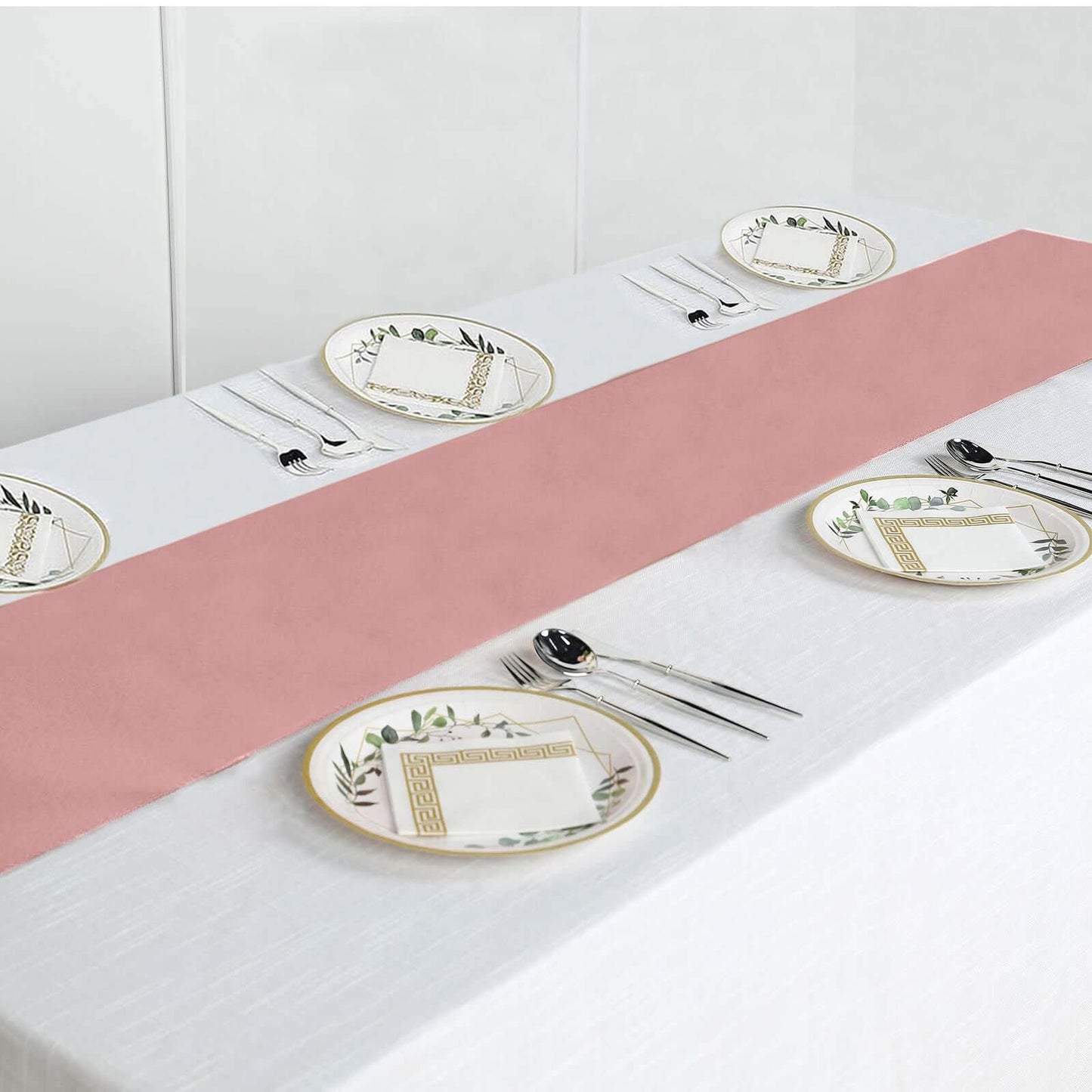 Polyester 12"x108" Table Runner Dusty Rose - Durable & Wrinkle - Resistant Table Decor - Linen Luxes