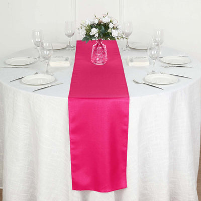 Polyester 12"x108" Table Runner Fuchsia - Durable & Wrinkle - Resistant Table Decor - Linen Luxes