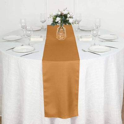 Polyester 12"x108" Table Runner Gold - Durable & Wrinkle - Resistant Table Decor for All Occasions - Linen Luxes