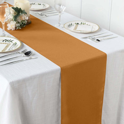 Polyester 12"x108" Table Runner Gold - Durable & Wrinkle - Resistant Table Decor for All Occasions - Linen Luxes