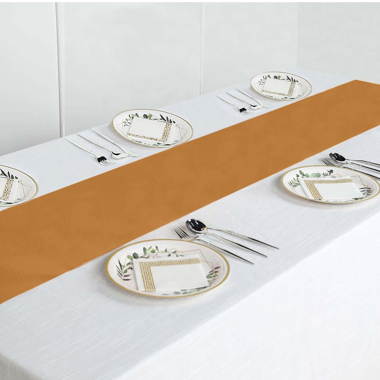Polyester 12"x108" Table Runner Gold - Durable & Wrinkle - Resistant Table Decor for All Occasions - Linen Luxes