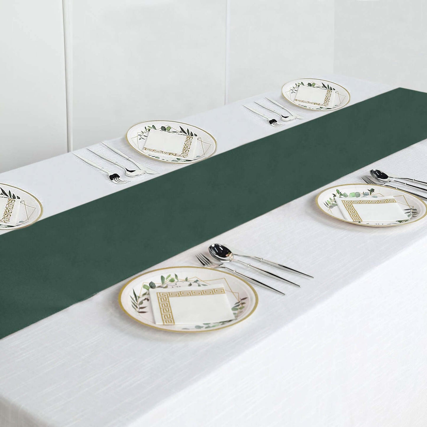 Polyester 12"x108" Table Runner Hunter Emerald Green - Durable & Wrinkle - Resistant Table Decor - Linen Luxes