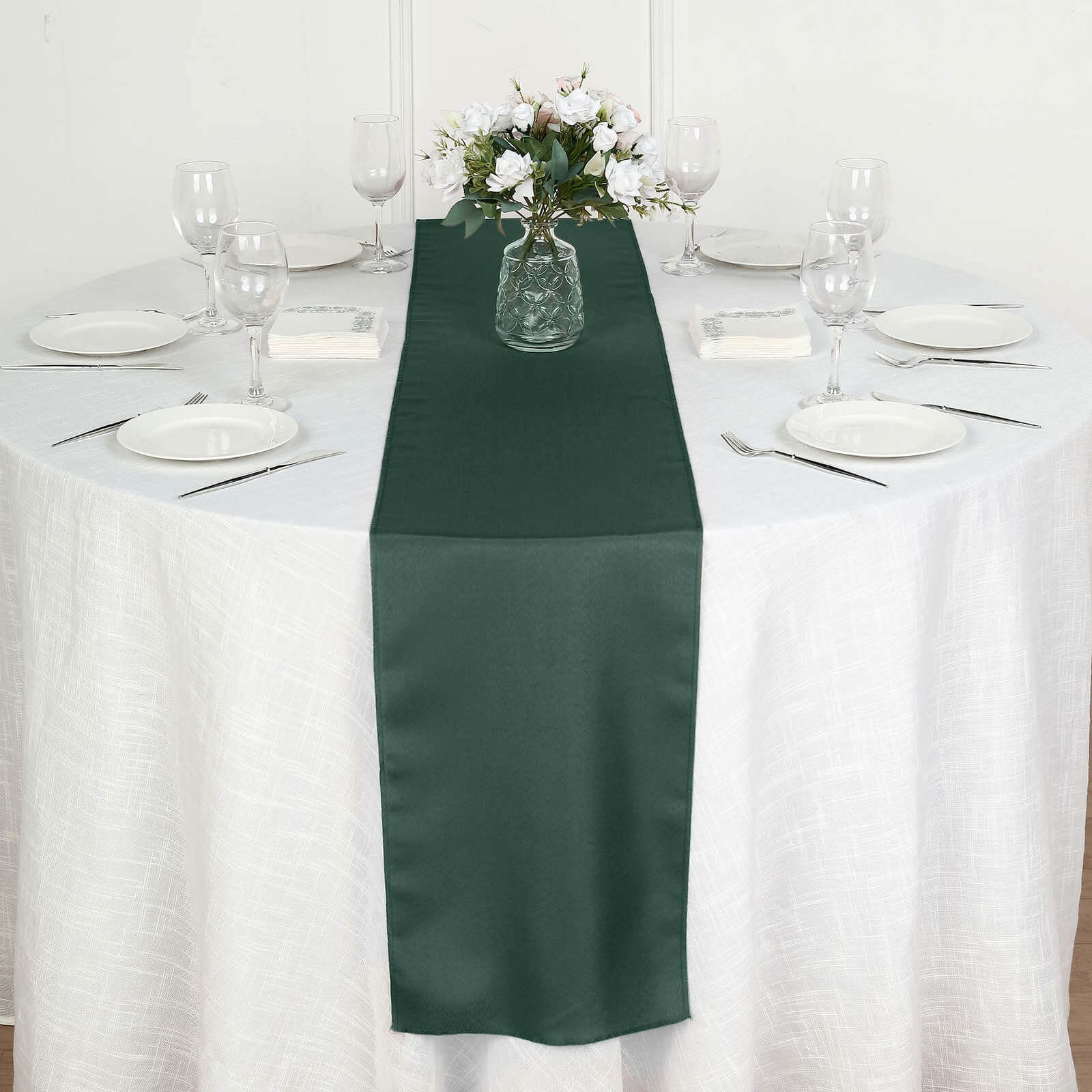 Polyester 12"x108" Table Runner Hunter Emerald Green - Durable & Wrinkle - Resistant Table Decor - Linen Luxes