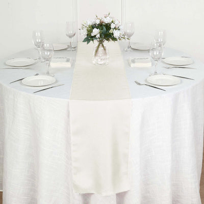 Polyester 12"x108" Table Runner Ivory - Durable & Wrinkle - Resistant Table Decor - Linen Luxes