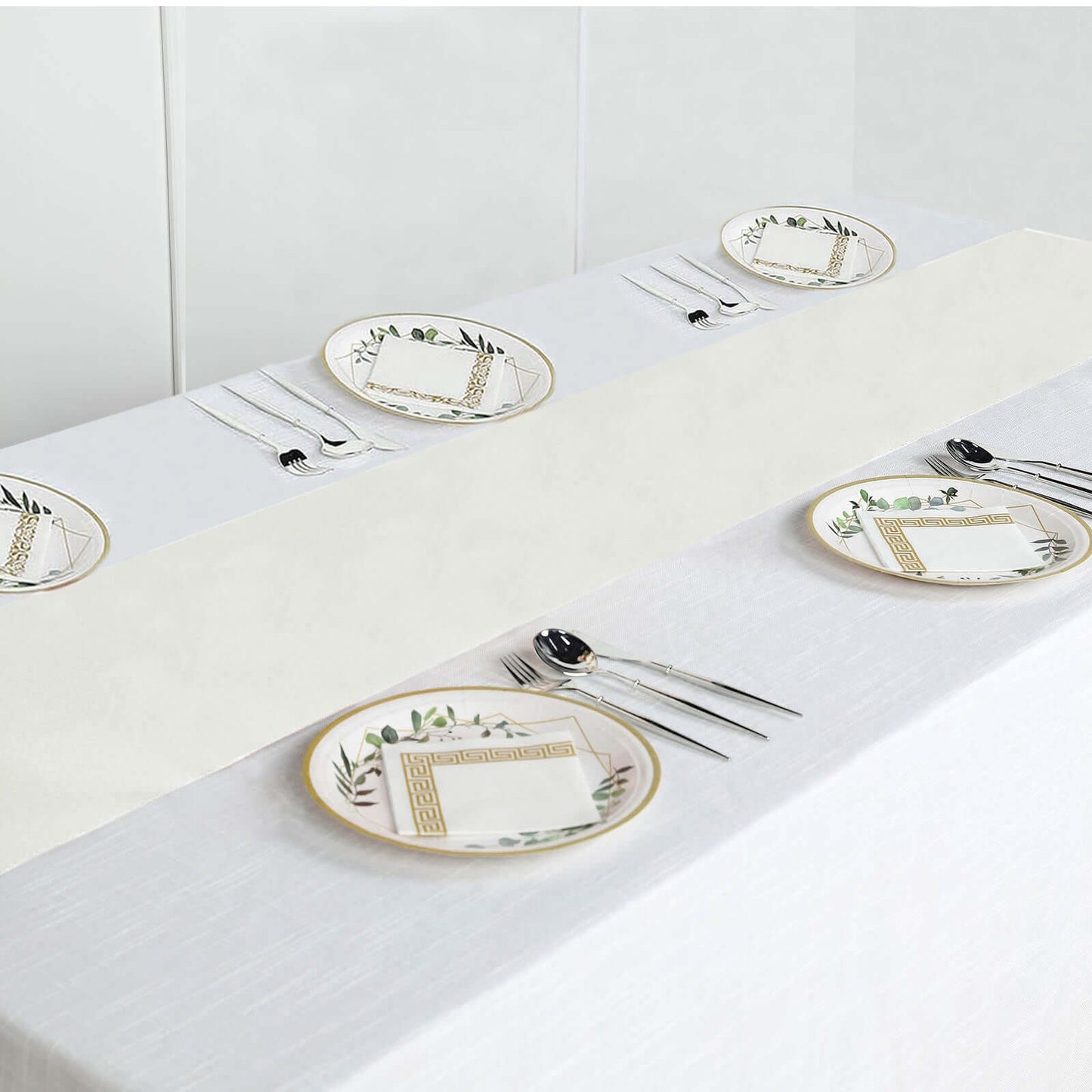 Polyester 12"x108" Table Runner Ivory - Durable & Wrinkle - Resistant Table Decor - Linen Luxes