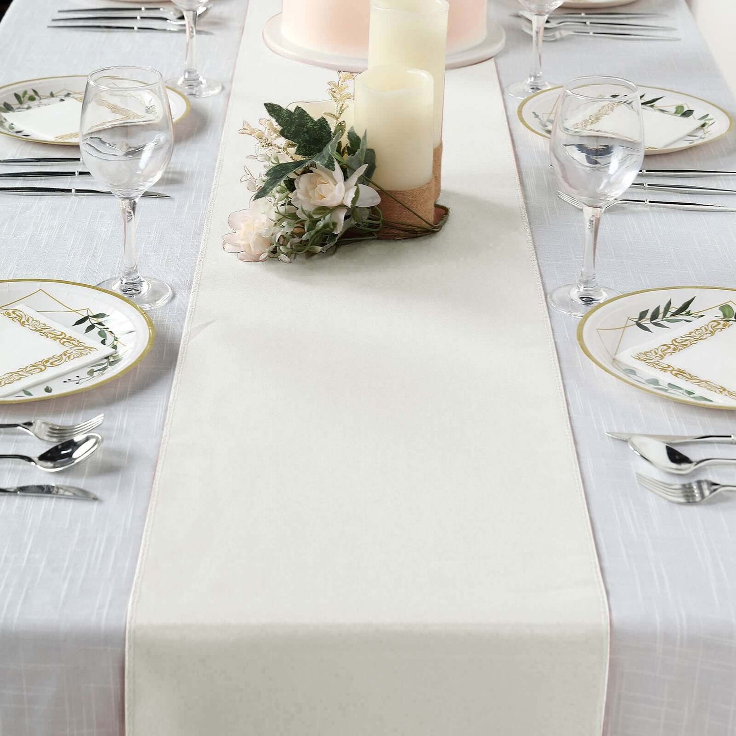 Polyester 12"x108" Table Runner Ivory - Durable & Wrinkle - Resistant Table Decor - Linen Luxes