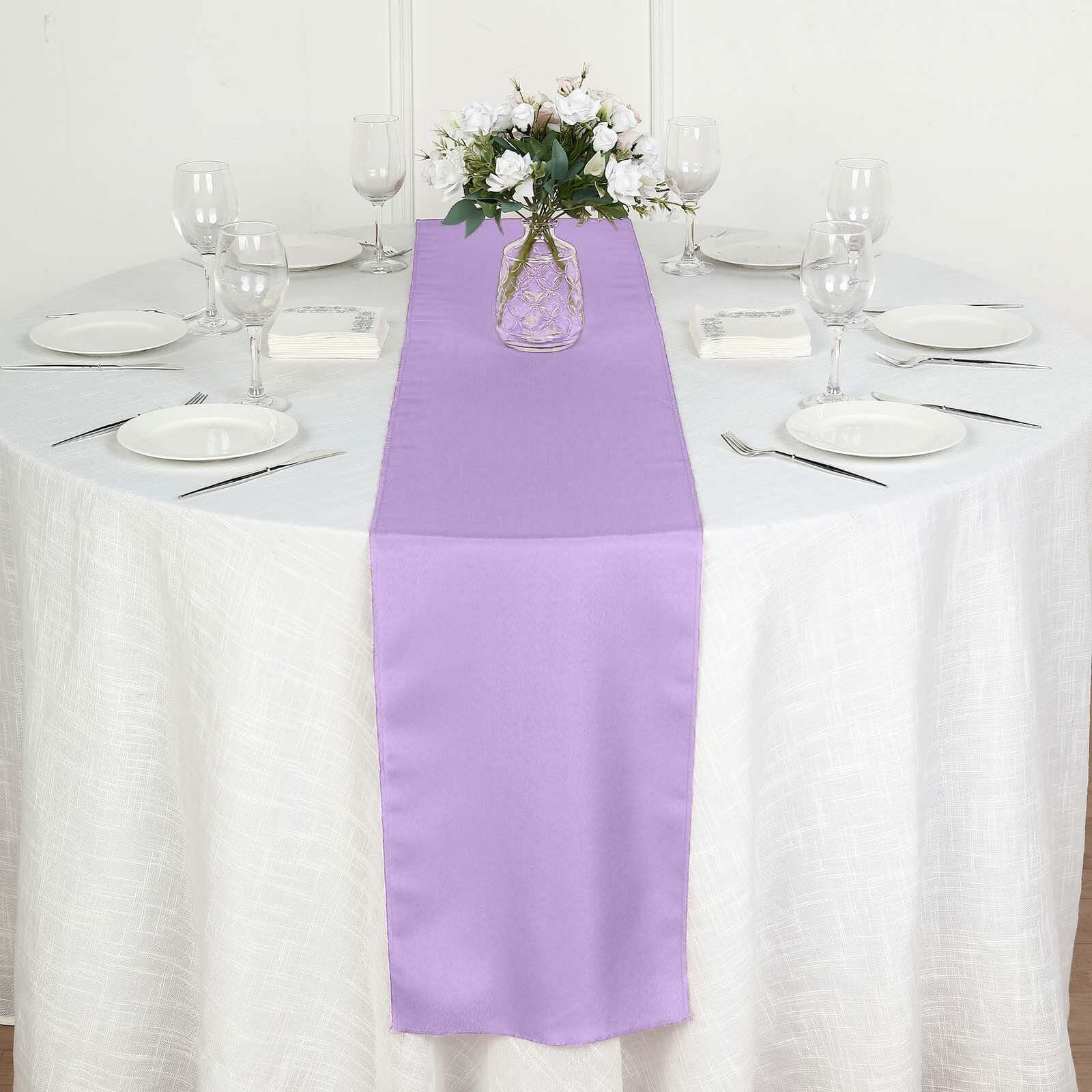 Polyester 12"x108" Table Runner Lavender - Durable & Wrinkle - Resistant Table Decor - Linen Luxes