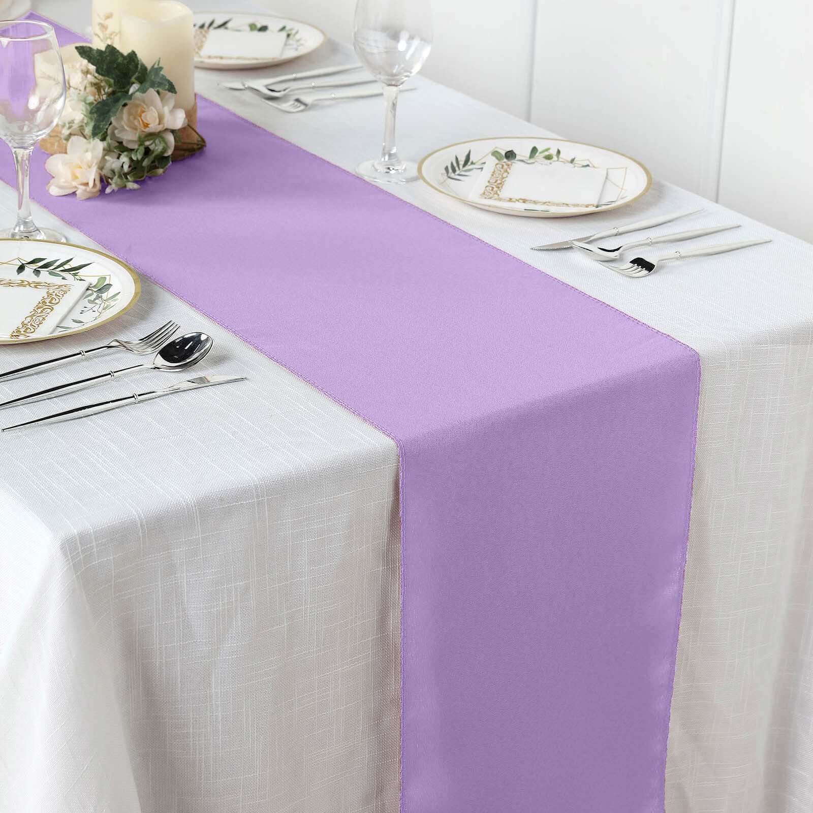 Polyester 12"x108" Table Runner Lavender - Durable & Wrinkle - Resistant Table Decor - Linen Luxes