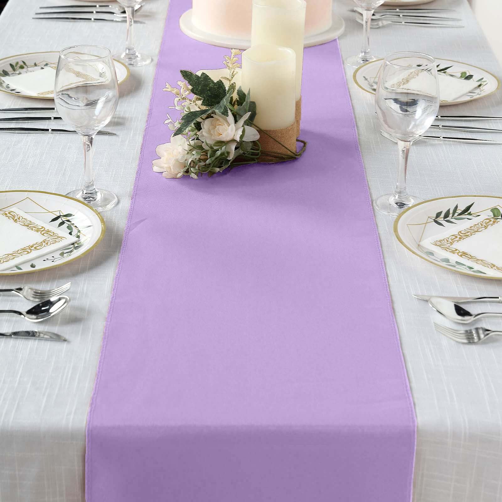 Polyester 12"x108" Table Runner Lavender - Durable & Wrinkle - Resistant Table Decor - Linen Luxes