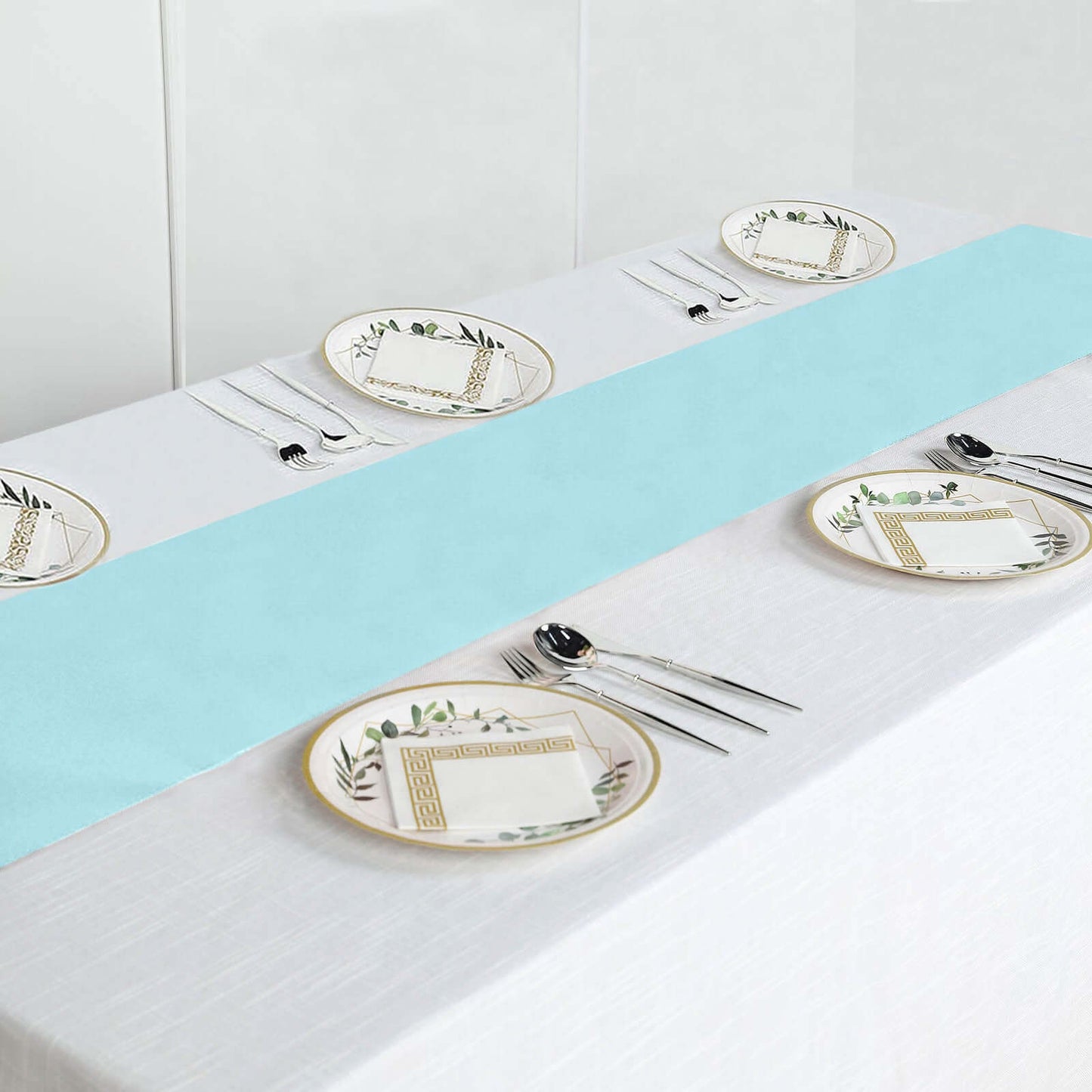 Polyester 12"x108" Table Runner Light Blue - Durable & Wrinkle - Resistant Table Decor - Linen Luxes