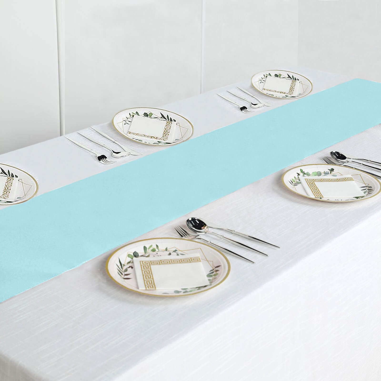 Polyester 12"x108" Table Runner Light Blue - Durable & Wrinkle - Resistant Table Decor - Linen Luxes