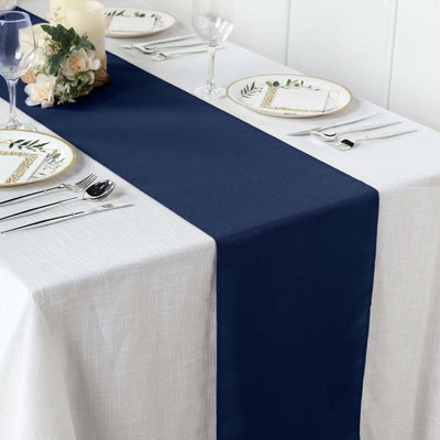 Polyester 12"x108" Table Runner Navy Blue - Durable & Wrinkle - Resistant Table Decor - Linen Luxes