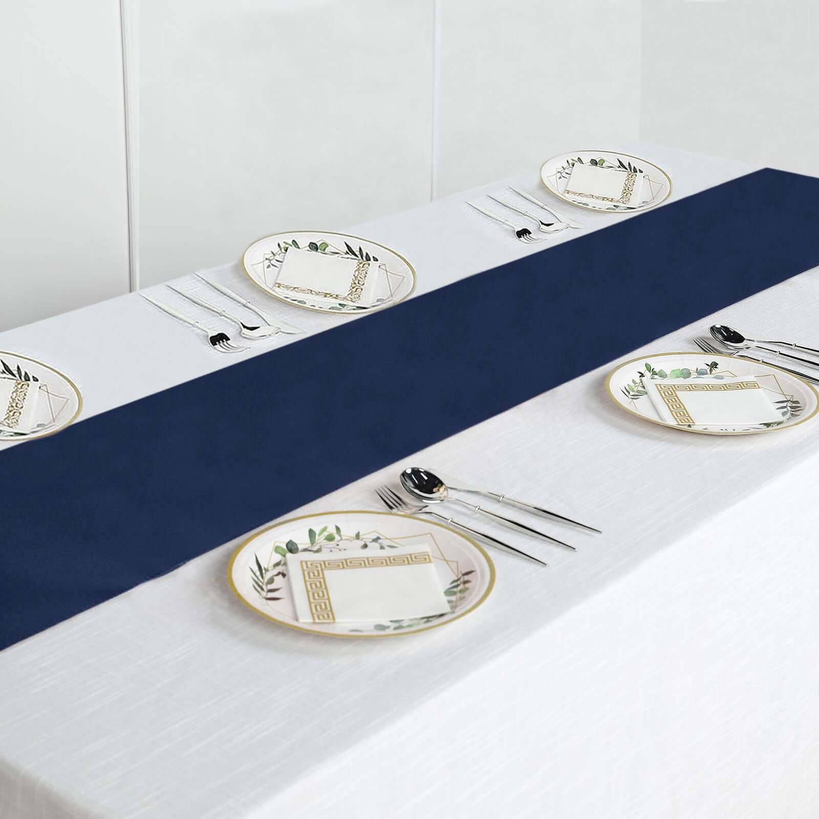 Polyester 12"x108" Table Runner Navy Blue - Durable & Wrinkle - Resistant Table Decor - Linen Luxes