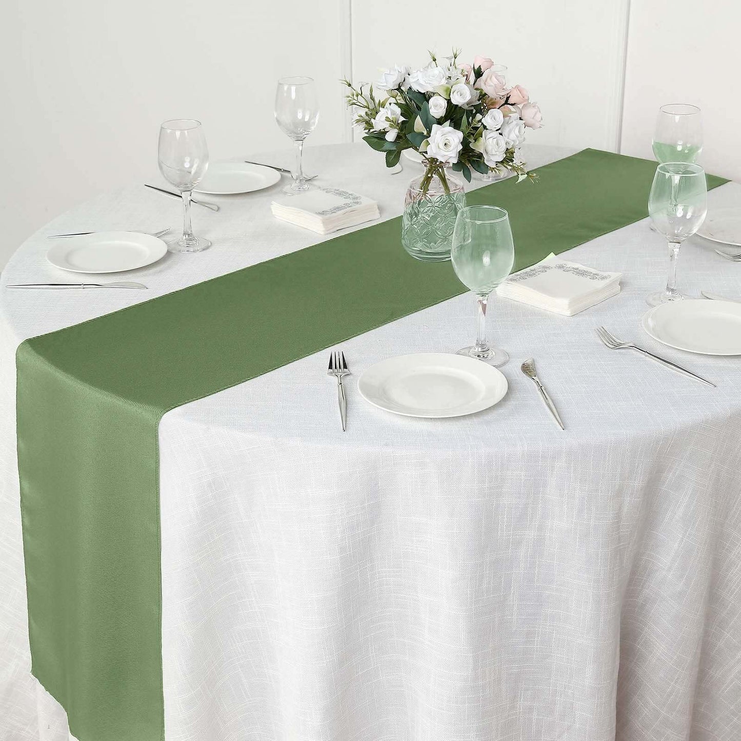 Polyester 12"x108" Table Runner Olive Green - Durable & Wrinkle - Resistant Table Decor - Linen Luxes