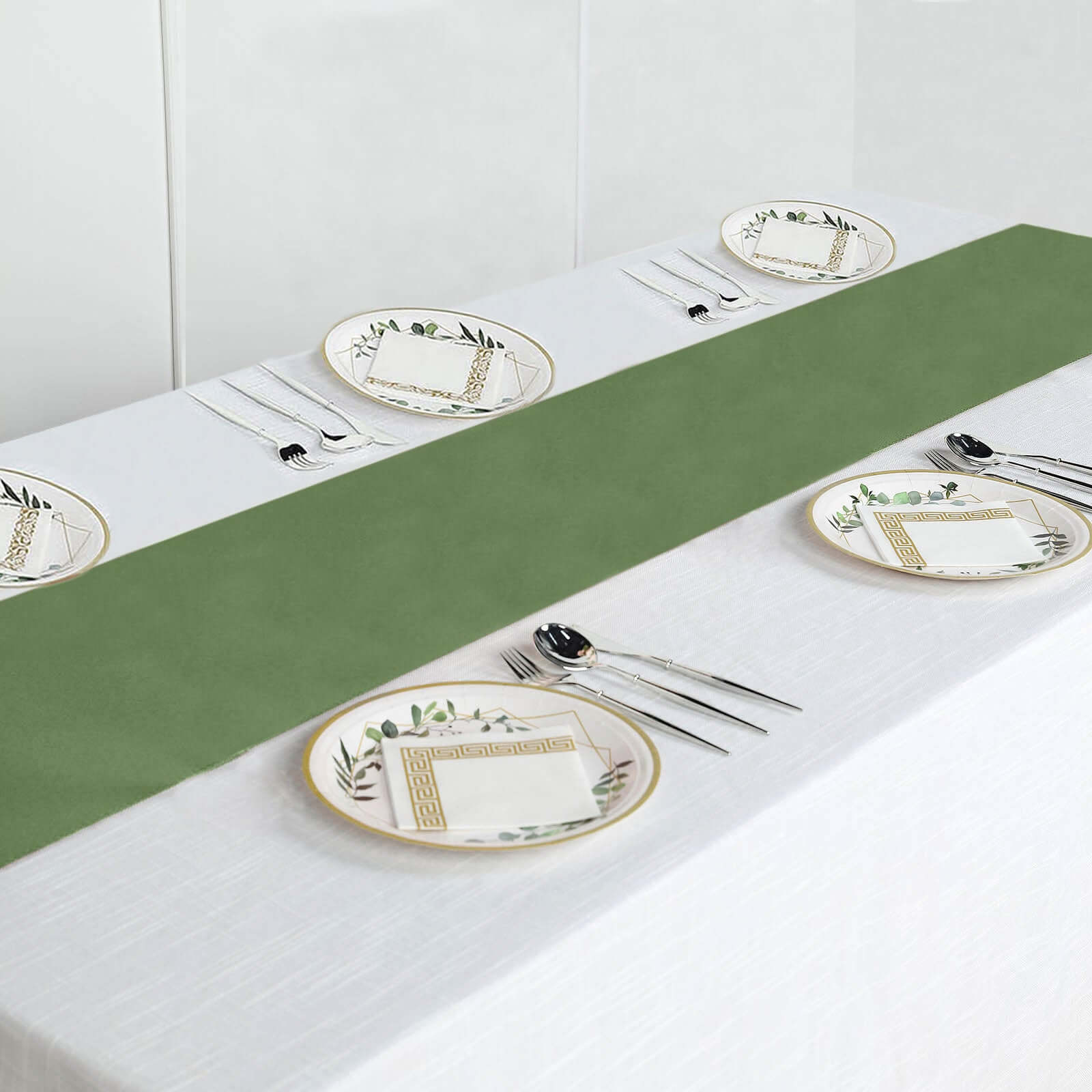 Polyester 12"x108" Table Runner Olive Green - Durable & Wrinkle - Resistant Table Decor - Linen Luxes