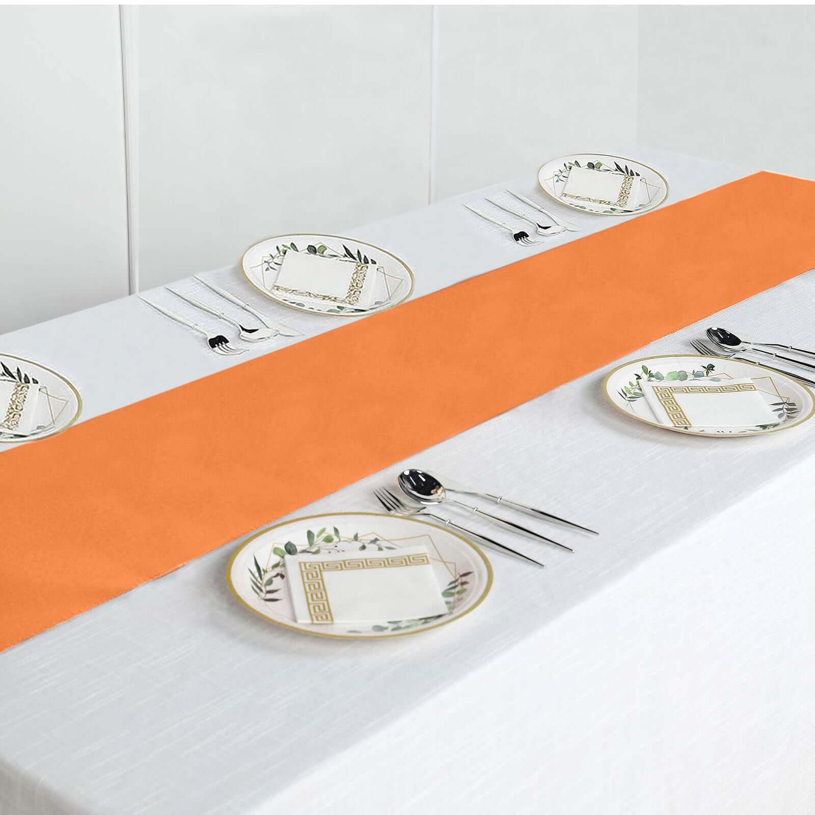 Polyester 12"x108" Table Runner Orange - Durable & Wrinkle - Resistant Table Decor - Linen Luxes
