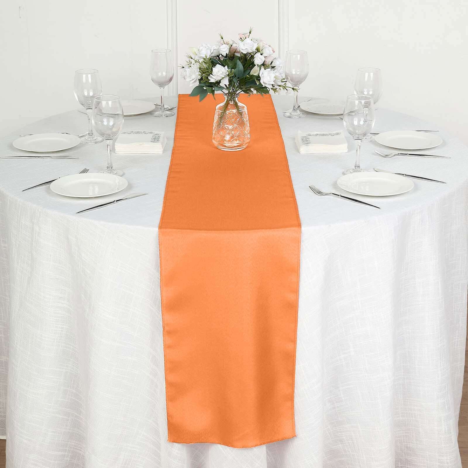 Polyester 12"x108" Table Runner Orange - Durable & Wrinkle - Resistant Table Decor - Linen Luxes
