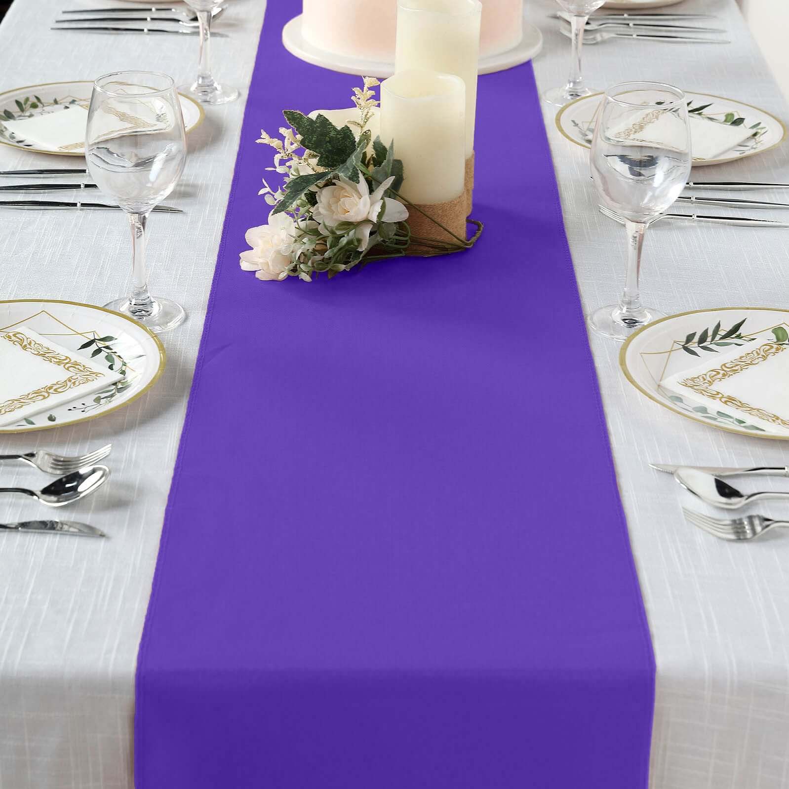 Polyester 12"x108" Table Runner Purple - Durable & Wrinkle - Resistant Table Decor - Linen Luxes