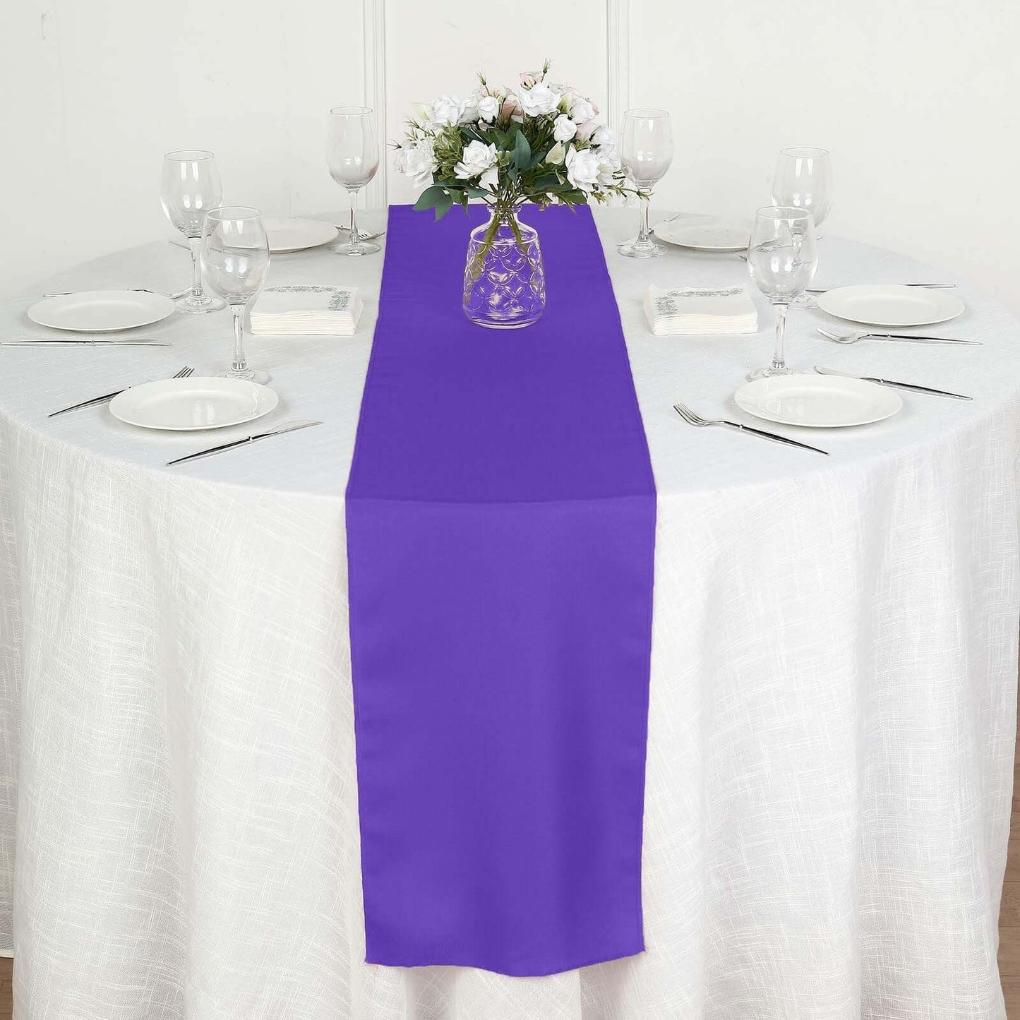 Polyester 12"x108" Table Runner Purple - Durable & Wrinkle - Resistant Table Decor - Linen Luxes