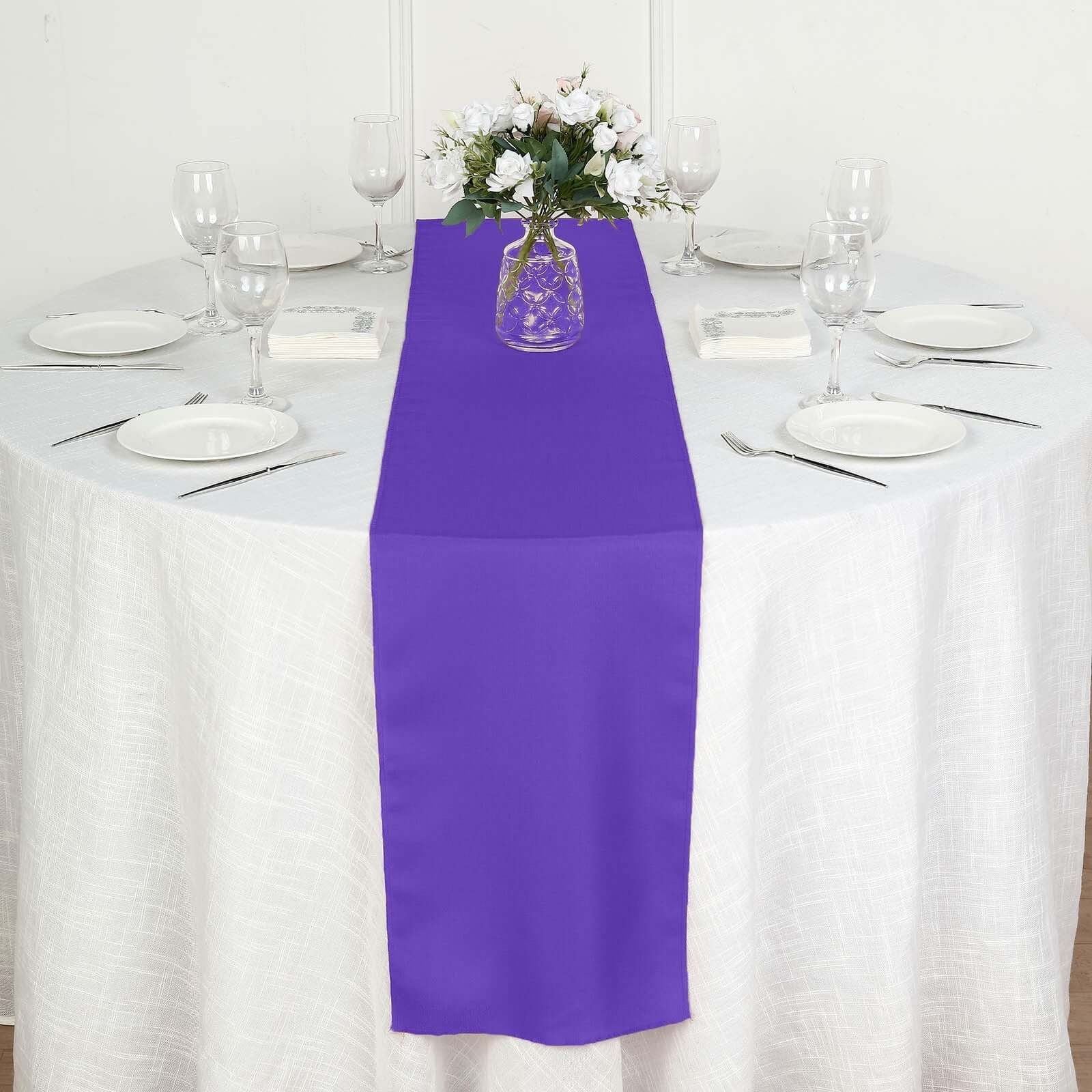 Polyester 12"x108" Table Runner Purple - Durable & Wrinkle - Resistant Table Decor - Linen Luxes