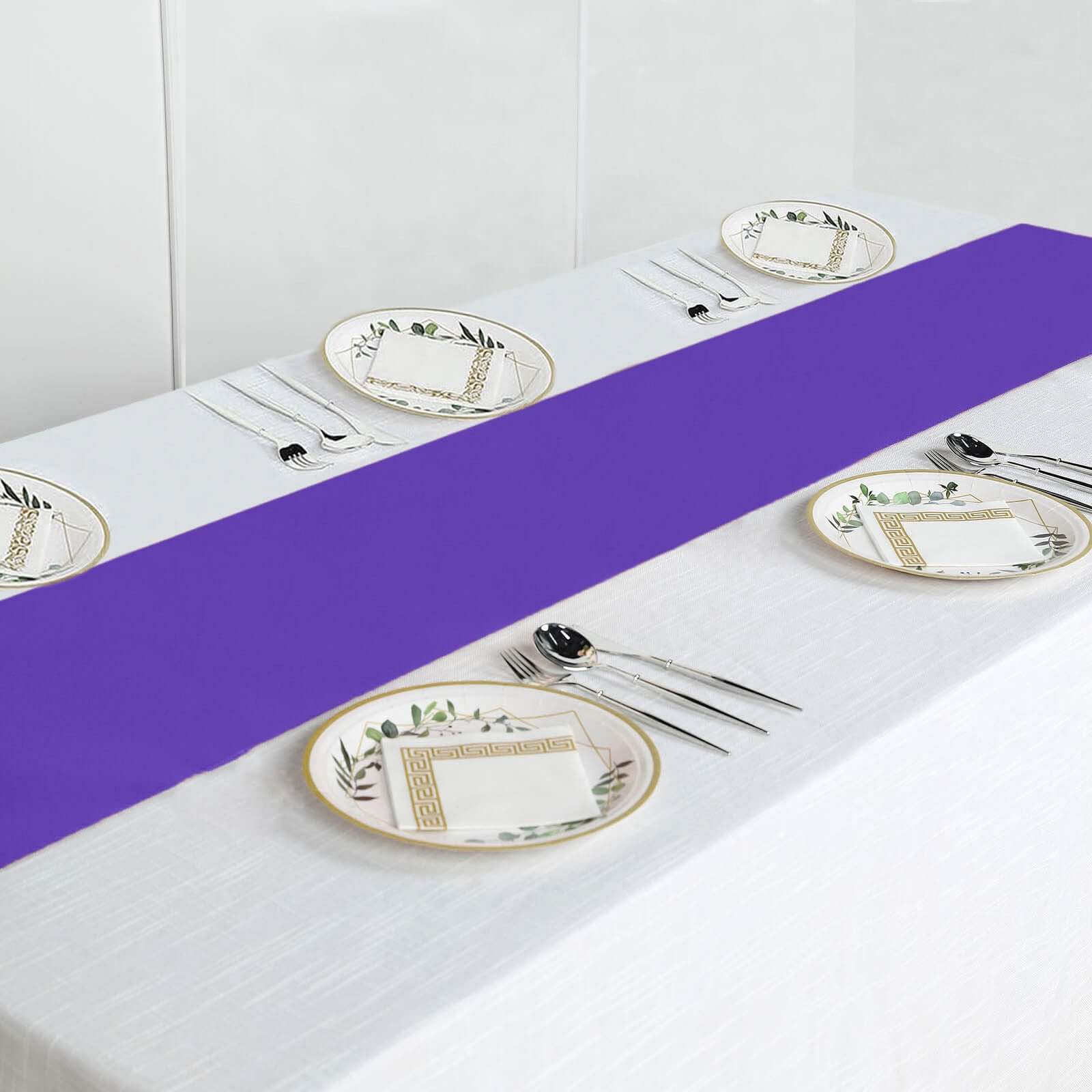 Polyester 12"x108" Table Runner Purple - Durable & Wrinkle - Resistant Table Decor - Linen Luxes