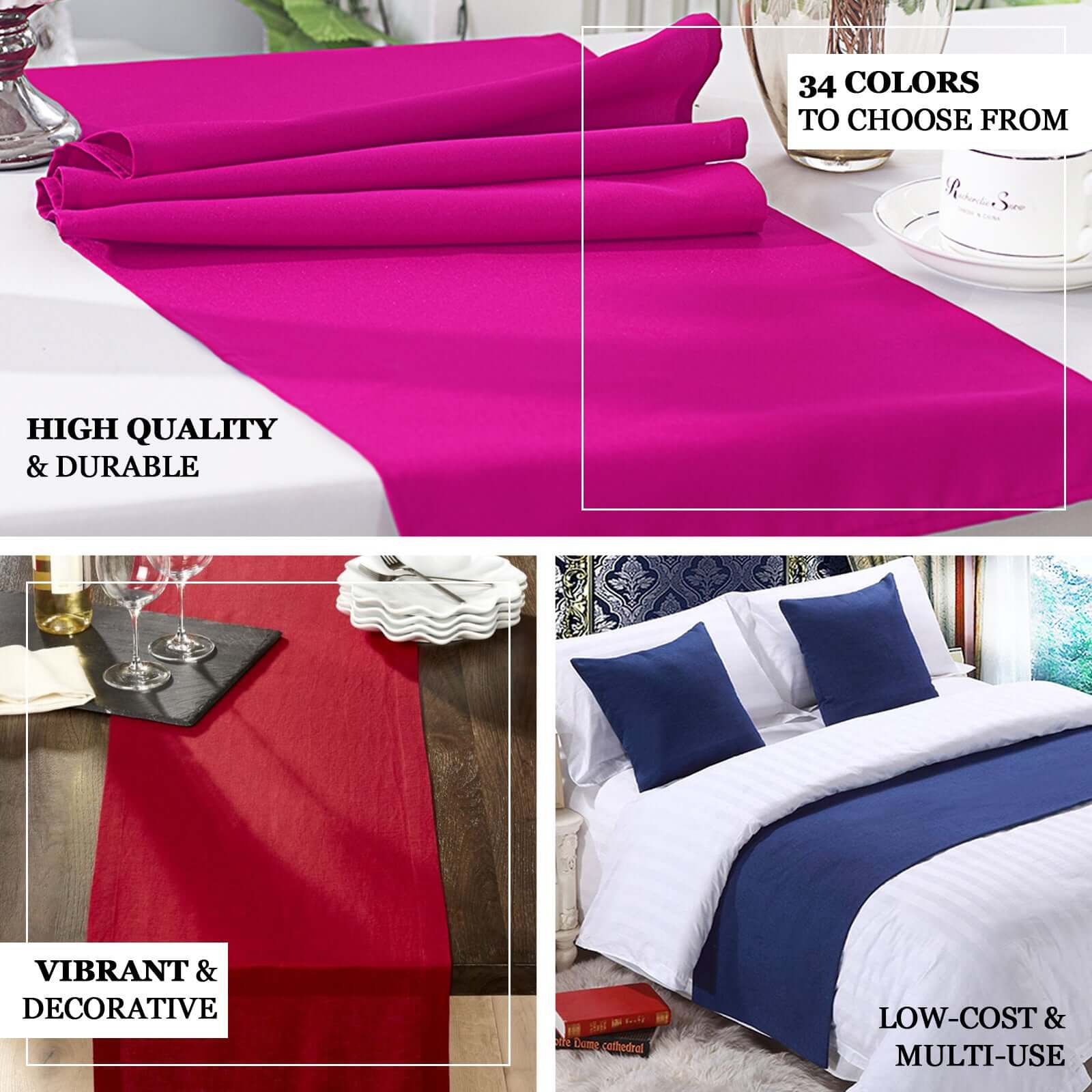 Polyester 12"x108" Table Runner Purple - Durable & Wrinkle - Resistant Table Decor - Linen Luxes