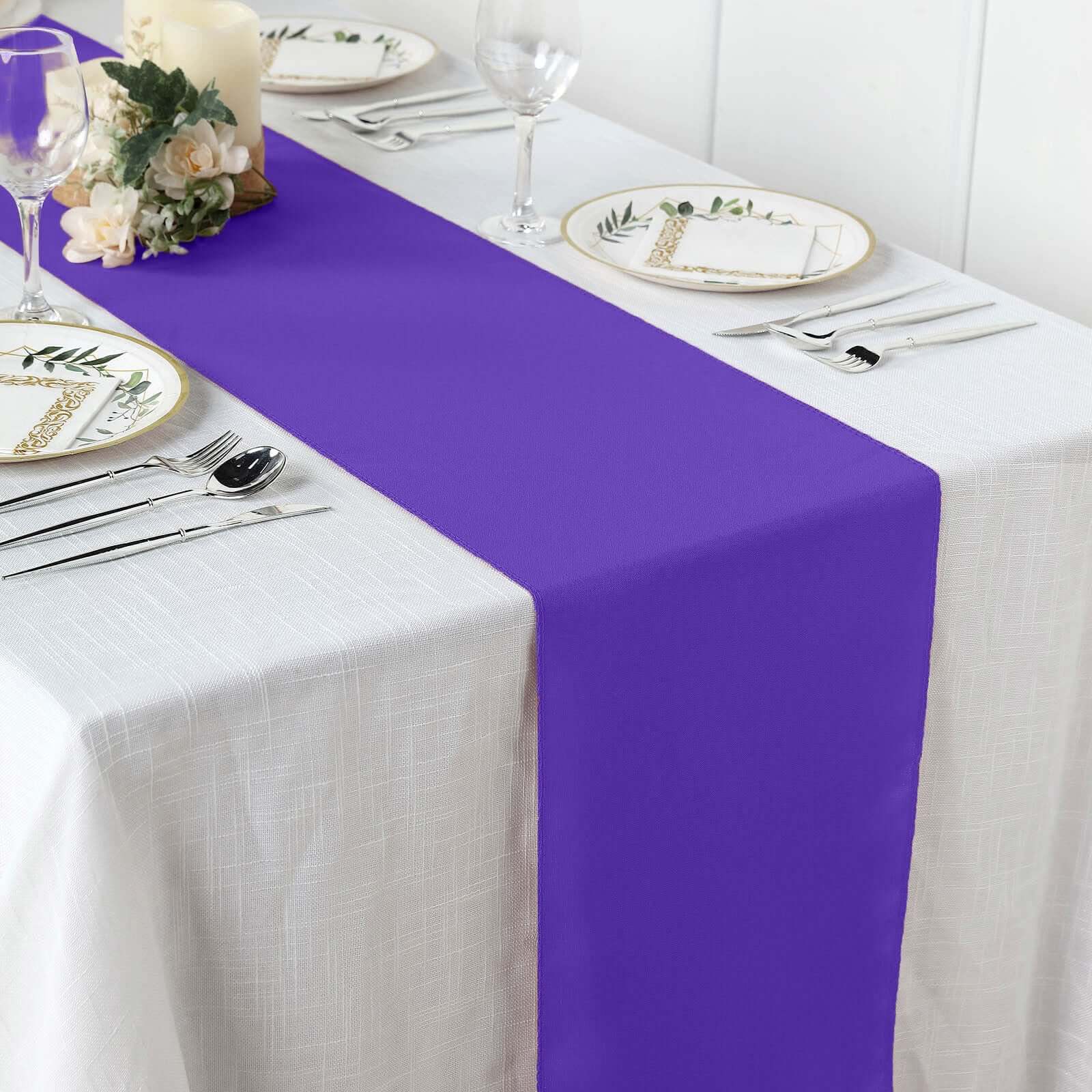 Polyester 12"x108" Table Runner Purple - Durable & Wrinkle - Resistant Table Decor - Linen Luxes