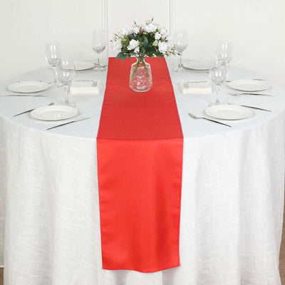 Polyester 12"x108" Table Runner Red - Durable & Wrinkle - Resistant Table Decor - Linen Luxes