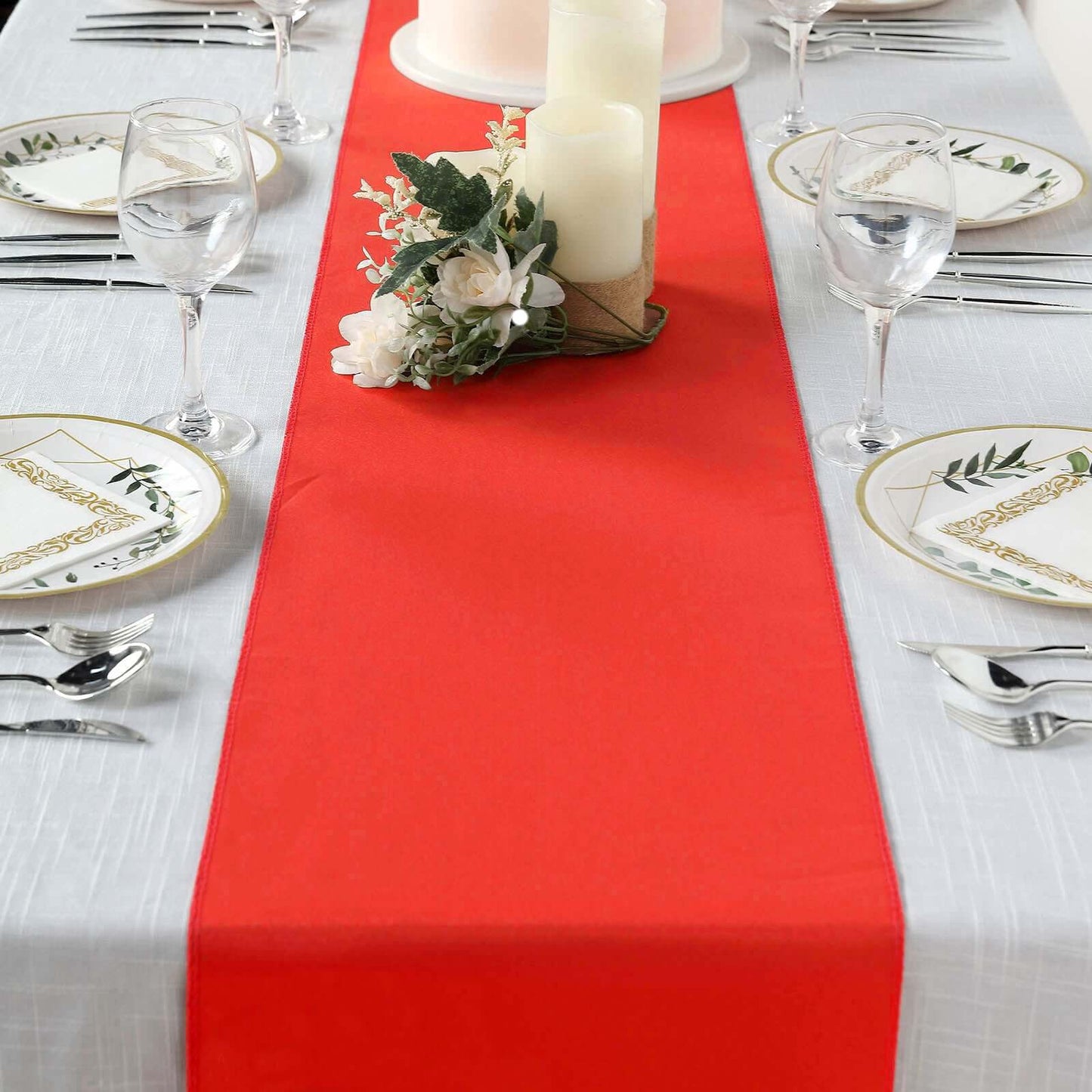 Polyester 12"x108" Table Runner Red - Durable & Wrinkle - Resistant Table Decor - Linen Luxes