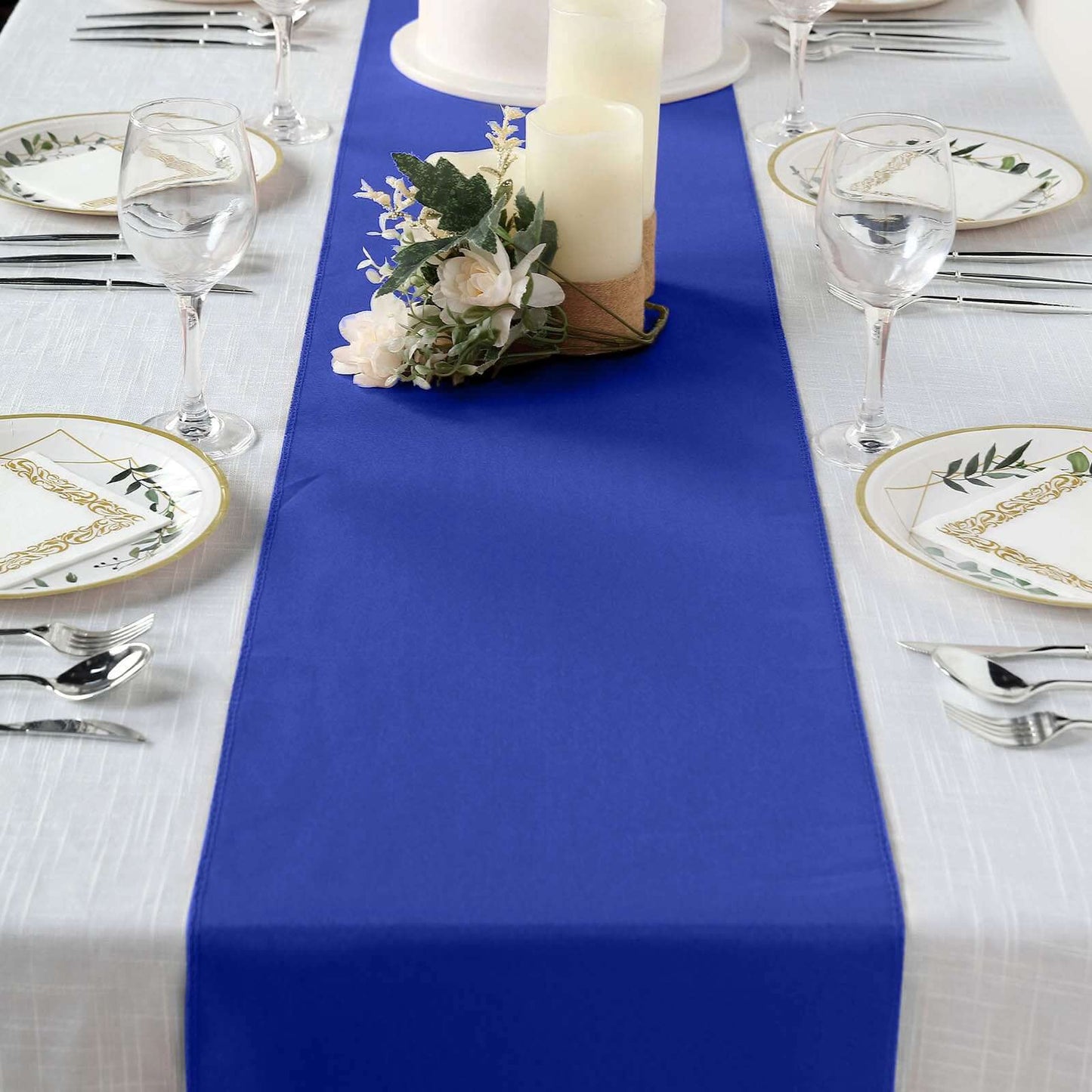 Polyester 12"x108" Table Runner Royal Blue - Durable & Wrinkle - Resistant Table Decor - Linen Luxes
