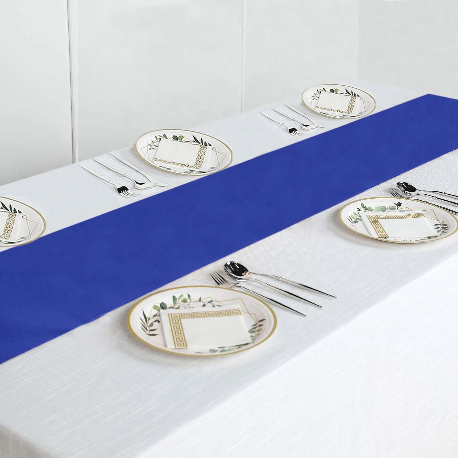 Polyester 12"x108" Table Runner Royal Blue - Durable & Wrinkle - Resistant Table Decor - Linen Luxes