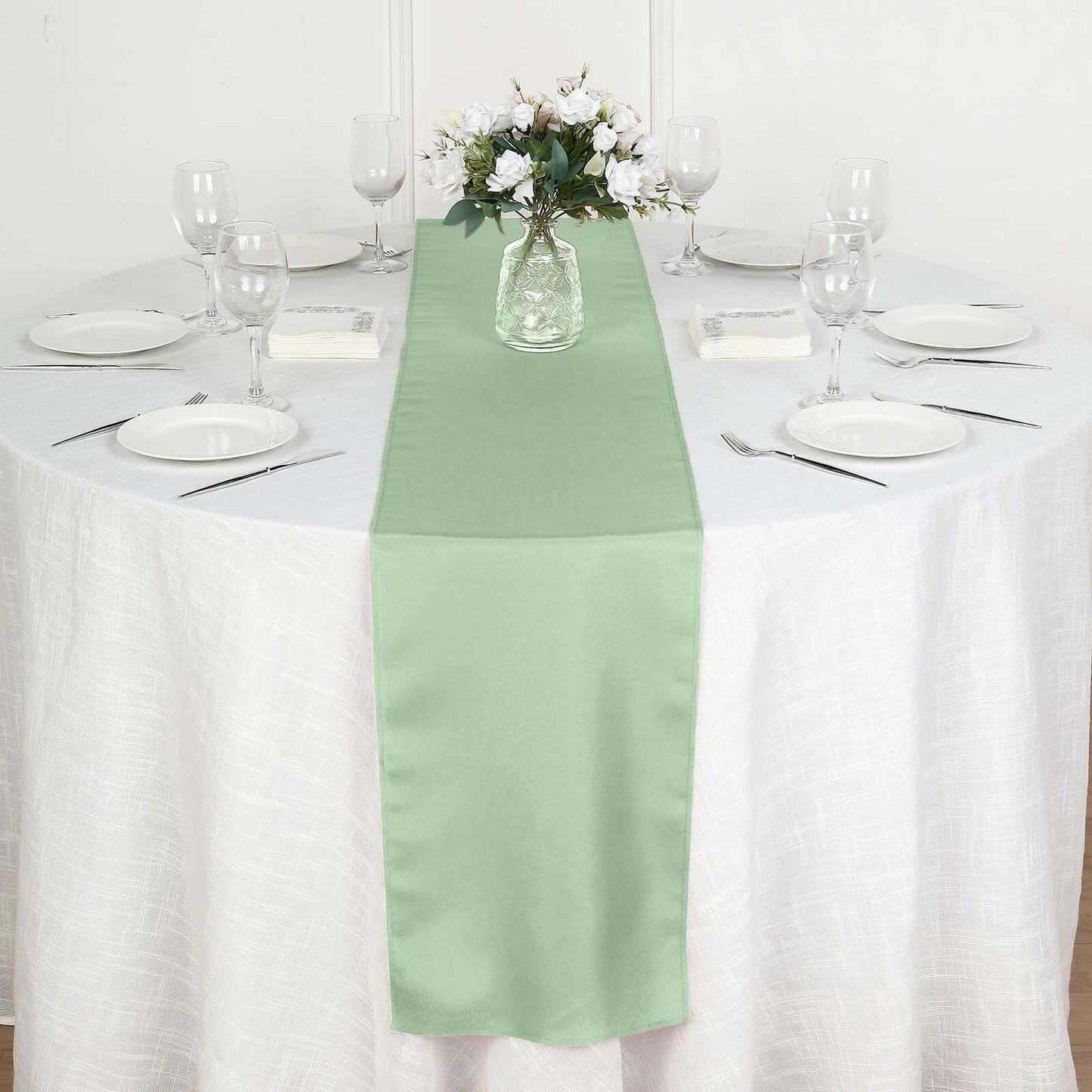 Polyester 12"x108" Table Runner Sage Green - Durable & Wrinkle-Resistant Table Decor