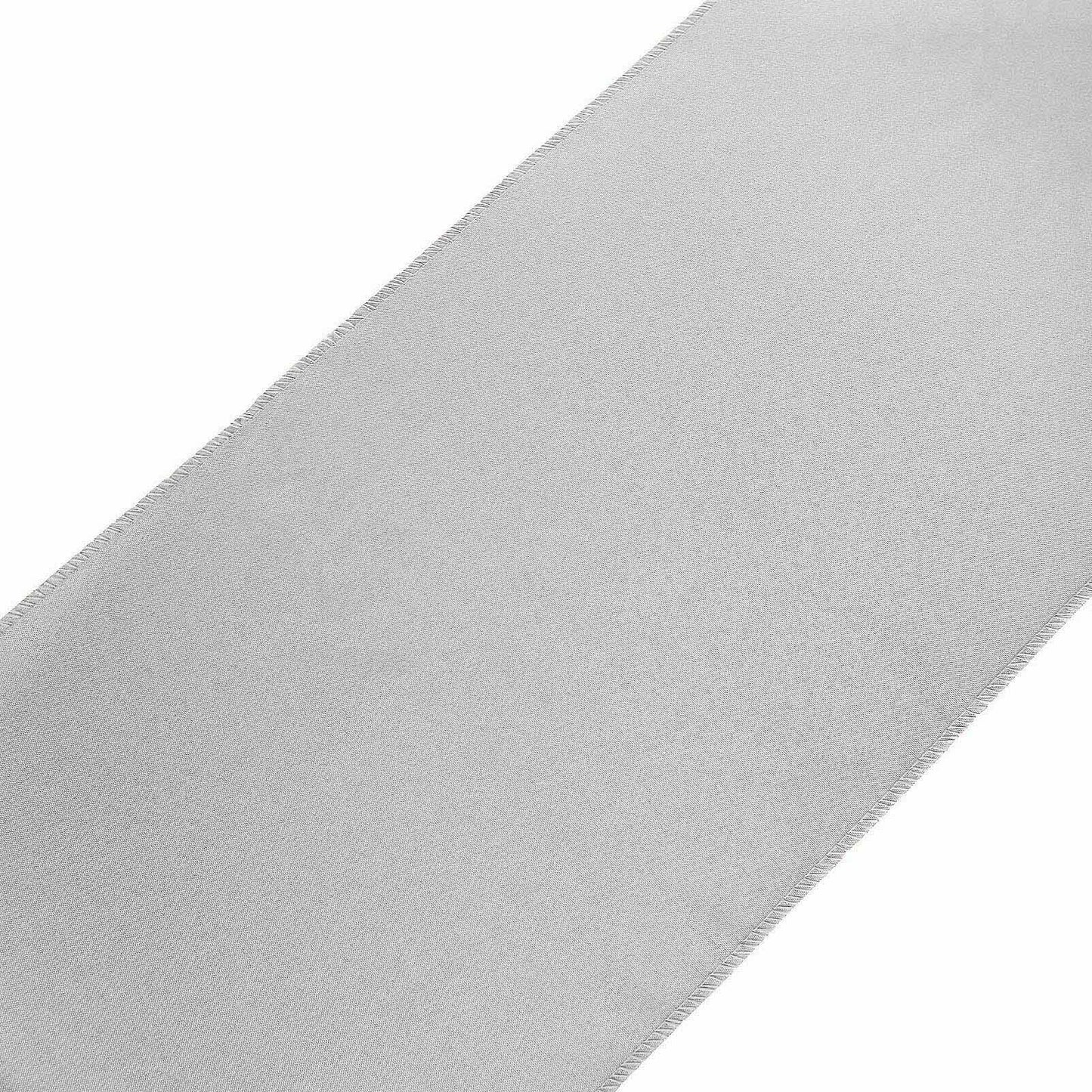Polyester 12"x108" Table Runner Silver - Durable & Wrinkle - Resistant Table Decor - Linen Luxes